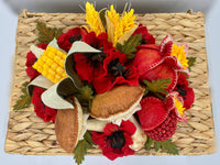 Cestone Vimini Intrecciato Porta Oggetti con Fiori in Pannolenci