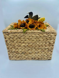 Cestone Vimini Intrecciato Porta Oggetti con Fiori in Pannolenci