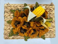 Cestone Vimini Intrecciato Porta Oggetti con Fiori in Pannolenci