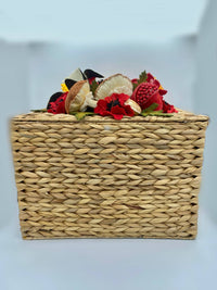 Cestone Vimini Intrecciato Porta Oggetti con Fiori in Pannolenci