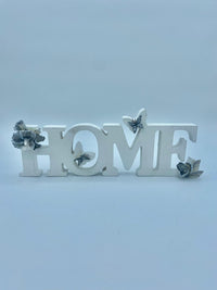 Scritta "Home" Legno con fiori in porcellana fredda