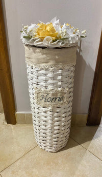 Porta Carta Igienica Vimini Fiori in pannolenci Effetto Essiccato
