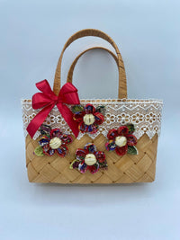 Borse in Vimini con Fiori in Stoffa