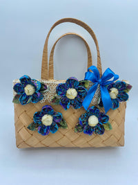 Borse in Vimini con Fiori in Stoffa
