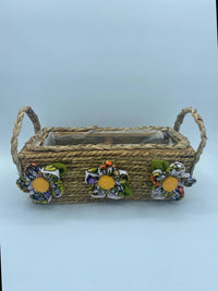 Cesti In Vimini Con Fiori In Stoffa