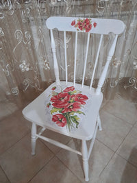 Sedia Anni 80 Dècoupage Papaveri