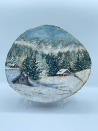 Disco Di Tronco Découpage Paesaggio Invernale