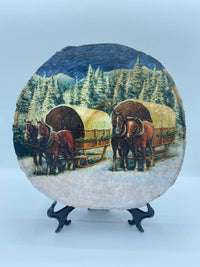 Disco Di Tronco Découpage Carri Con Cavalli