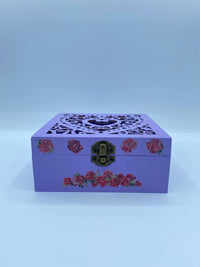 Scatola Viola Découpage Rose